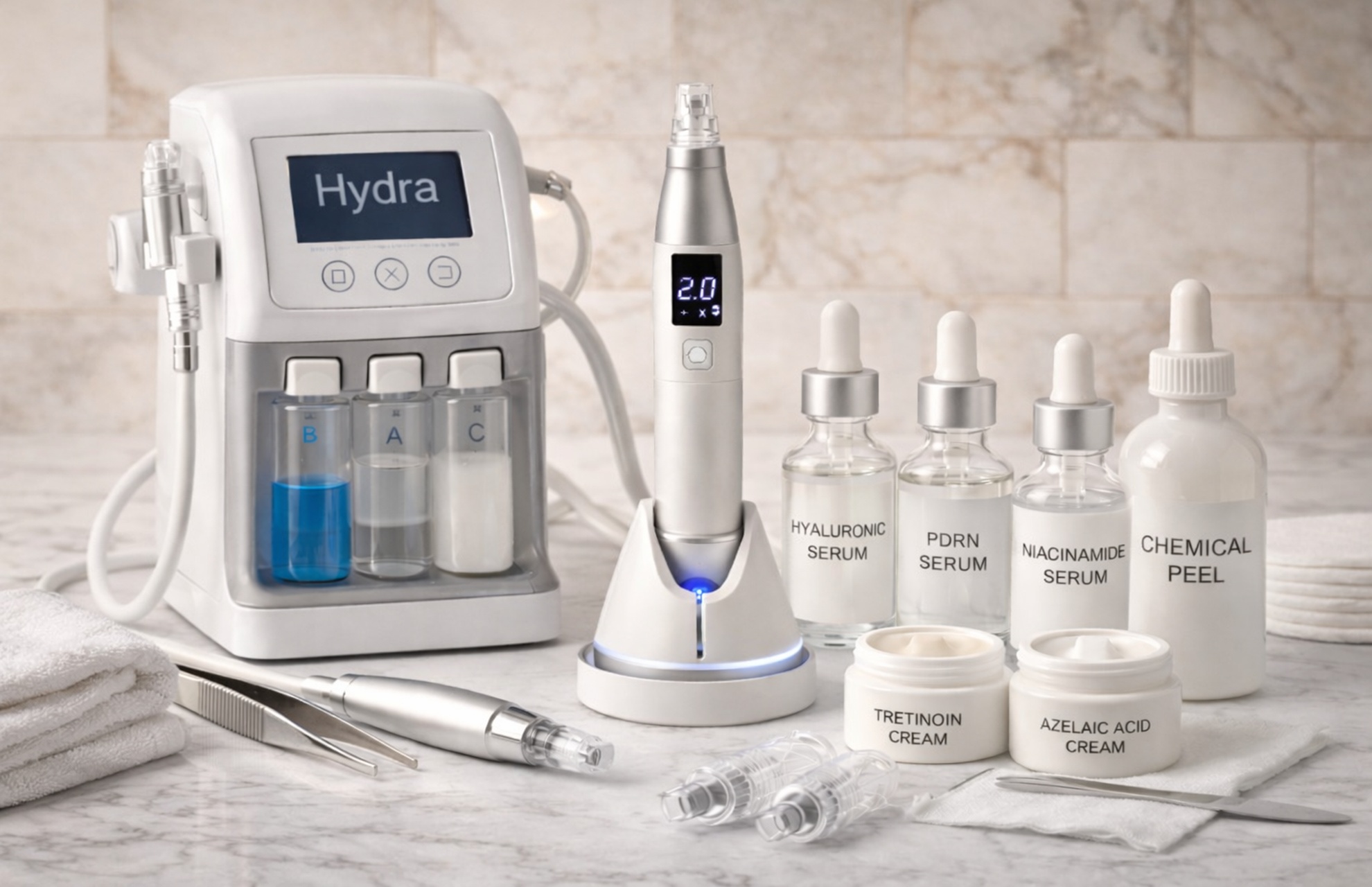 Professional skincare tools and products at Skin by Saif Clinic